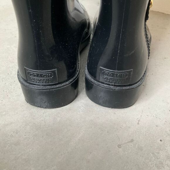 Coach Tasha Signature Gold Buckle Rain Boots - Picture 5 of 8